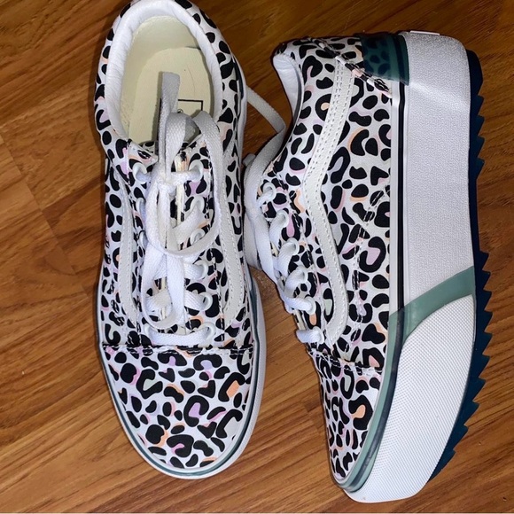Vans UV Color Changing Stacked Platform Leopard Print Old Skool Sneakers - Picture 6 of 7